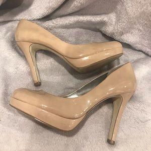 Material Girl patent Tan pumps